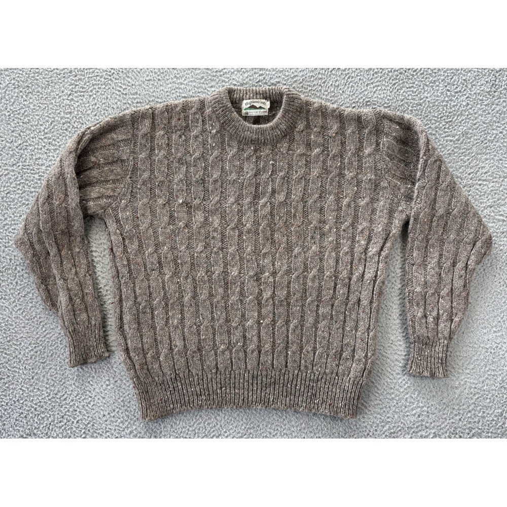 Highland Craft Sweater Womens XL Shetland Wool Cable Knit Confetti Scotland